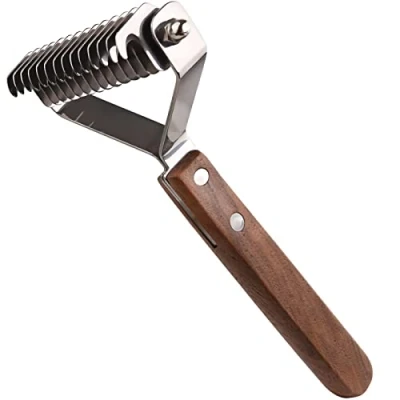 Afbeelding van onebarleycorn Pet Undercoat Rak? Professional dematting Comb Grooming Stripping Tool voor katten en honden (14 bladen L)