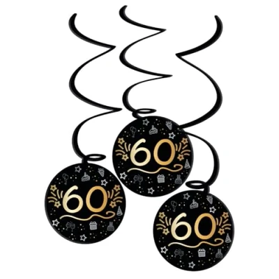 Afbeelding van Folat Shining glam swirls 60 jaar 3 stuks