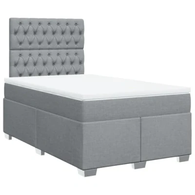 Afbeelding van vidaXL Boxspring met matras stof lichtgrijs 120x200 cm
