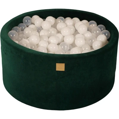 Afbeelding van Ballenbak velvet groen met 300 ballen, wit, transparant