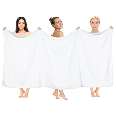 Afbeelding van Cotton Paradise, Extra grote badhanddoek, 100% katoen, 101 x 203 cm, badhanddoek voor badkamer, wit