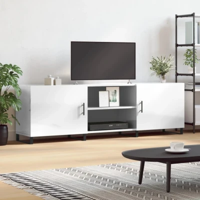 Afbeelding van Tv meubel 150x30x50 cm bewerkt hout hoogglans wit