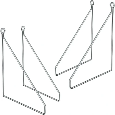 Afbeelding van ML Design 4 stuks plank beugel 200mm, zilver, metaal, driehoekige beugels, drijvende beugel, draad muurbeugel, ondersteuning voor wandmontage, wand opknoping