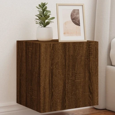 Afbeelding van Tv wandmeubelen met LED 2 st 40,5x35x40 cm bruineikenkleurig