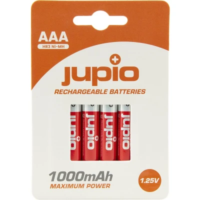 Afbeelding van Jupio Rechargeable Batteries AAA 1000 mAh 4 pcs VPE 10 Batterijen Oplaadbaar