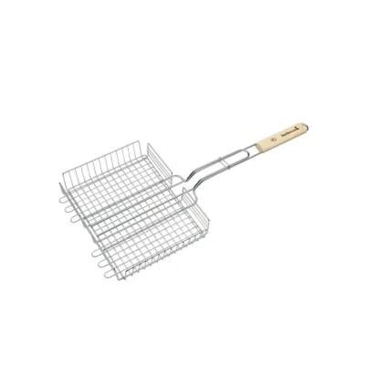 Afbeelding van Barbecook dubbel rooster chroom en rubberhout 31.5x25x5cm FSC®