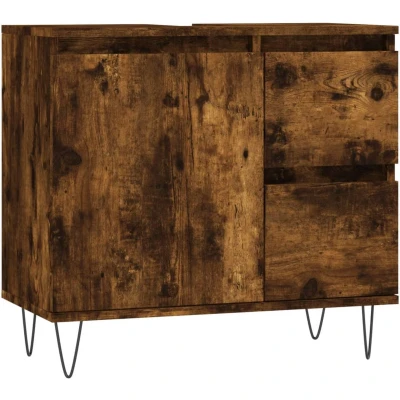 Afbeelding van vidaXL Badkamerkast 65x33x60 cm bewerkt hout gerookt eikenkleurig