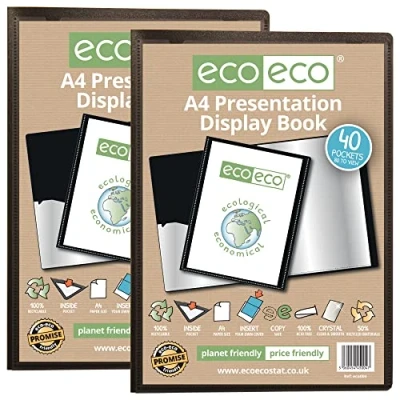 Afbeelding van eco eco004x2 Presentatieboek, 50% gerecycled, met kunststof hoesjes, A4, zwart, 2 stuks