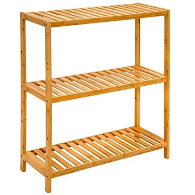 Afbeelding van Bamboe Schoenenrek 60 cm breed 69x60x26 Houten Plank Badkamer Keuken Hal Schoenenkast