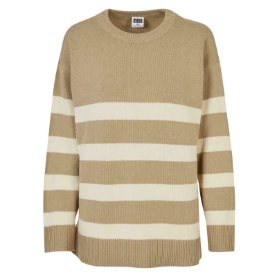 Afbeelding van Urban Classics Striped CREW Trui, Dames, Maat: Large, Wetsand sand