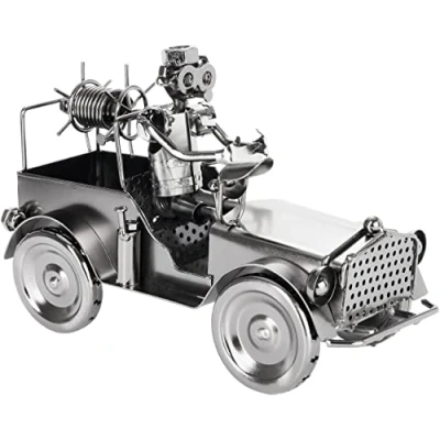 Afbeelding van BRUBAKER Schroef figuur Brandweerwagen Brandweerman IJzeren Metal Man Oldtimer Handgemaakte metalen Gift voor Brandweervrouw