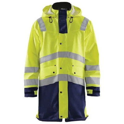 Image de Veste de pluie HV niveau 3 jaune fluo/marine, fermeture robuste