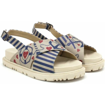 Afbeelding van GOBY Heart Ankers Sandalen Slippers Handmade