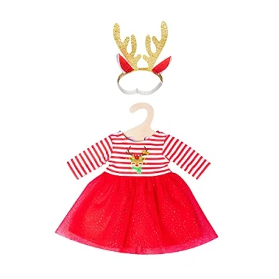 Afbeelding van Heless Babypoppenkleding Kerstjurk 35 45 Cm Rood 2 delig