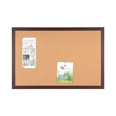 Afbeelding van Bi Office Earth milieuvriendelijk kurkbord, zelfregenererend kurkbord met robuust kersenframe, 90 x 60 cm