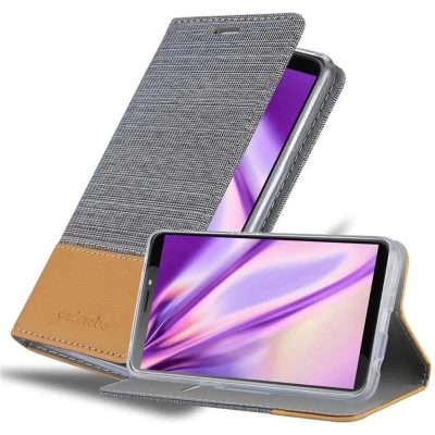 Afbeelding van Cadorabo Hoesje geschikt voor HTC Desire 12 PLUS in LICHTGRIJS BRUIN Beschermhoes met magnetische sluiting, standfunctie en kaartvakje Book Case Cover Etui