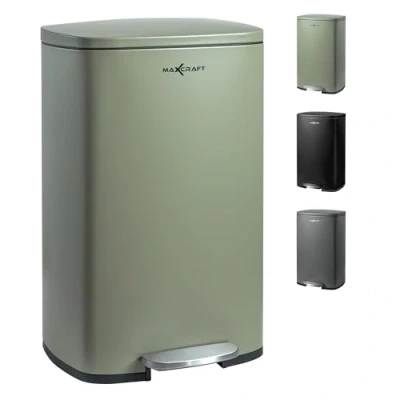 Afbeelding van MAXCRAFT pedaalemmer 50 liter afvalemmer met softclose deksel en binnenemmer van staal groen