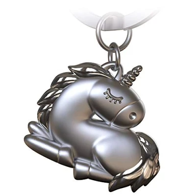 Afbeelding van FABACH Sleepy eenhoorn sleutelhanger, slapende voor vrouwen, eenhoornhanger, als cadeau beste vriendin, partner, zilver.