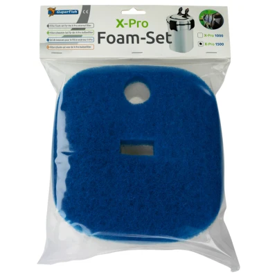 Afbeelding van Superfish X Pro Aquarium Buitenfilter 1500 Schuimset Filtermateriaal Blauw Wit 3 stuks