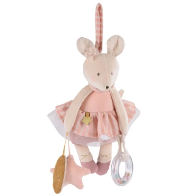 Afbeelding van Moulin roty activiteitenknuffel hanger muis la petite école de danse 34 cm
