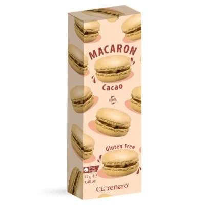 Afbeelding van Cuorenero 3 macaron Gusto Cacao Senza Glutine al Cioccolato Cioccolatini in Scatola Regalo Biscotti Astuccio 42 g