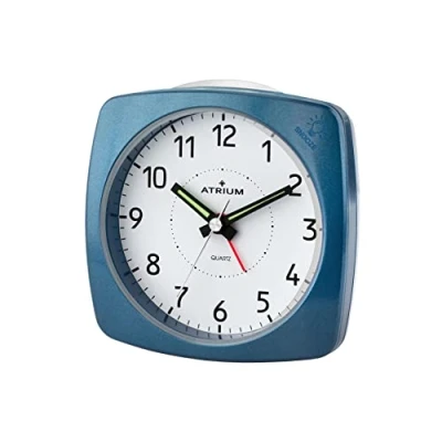 Afbeelding van ATRIUM Wekker Analoog Zonder Tikgeluid Blauw Opbouwend alarmsignaal Zachte knipperverlichting tijdens Alarm Snooze Glow in the dark wijzers Grote Knoppen Quartz Uurwerk Wekkers Slaapkamers Klok A251 5