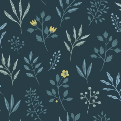Afbeelding van ESTAhome behang bloemmotief in Scandinavische stijl okergeel 139086 0,53 x 10,05 m
