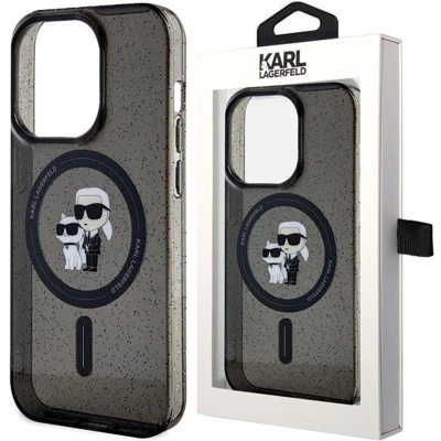 Afbeelding van Karl Lagerfeld Karl&amp;Choupette Glitter MagSafe hoesje voor iPhone 11 / Xr zwart