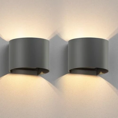 Afbeelding van ledscom.de 2 RUNEL wandlampen voor buiten, IP65, up and downlight, mat antraciet, rond, 1 x G9 max. 10 W.