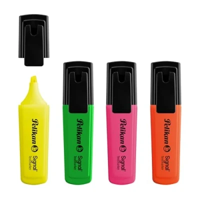 Afbeelding van Pelikan Signaalmarkeerstift, blauw, verschillende kleuren, 4 stuks in polybag