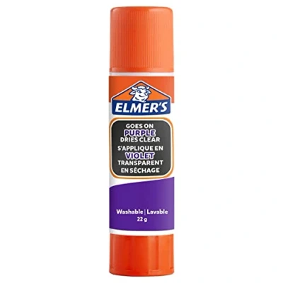 Image de Elmer&#039;s stic bâton de colle violette, devient transparente en séchant, lavable et adaptée aux enfants, 22g x 1