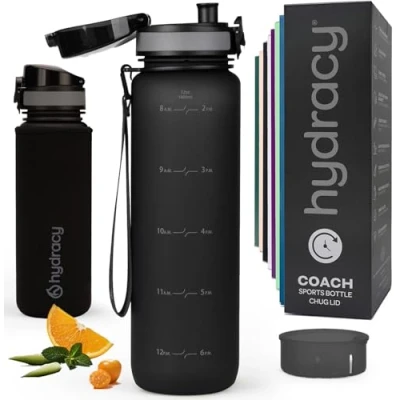 Afbeelding van 1L waterfles BPA vrije drinkfles met tijdstempel Lekvrije sportfles Condensvrij voor sport en buitenshuis