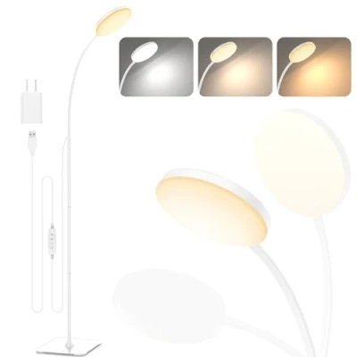 Afbeelding van Mojimdo Vloerlamp [3 kleuren en 10 helderheden] Slanke led leeslamp op standaard, dimbaar, verstelbaar flexibel, voor kinderkamer, kantoor, woonkamer, hoekbedlampje