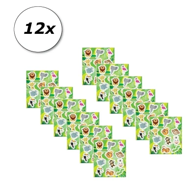 Afbeelding van Fun stickers Jungle dieren per 12 velletjes
