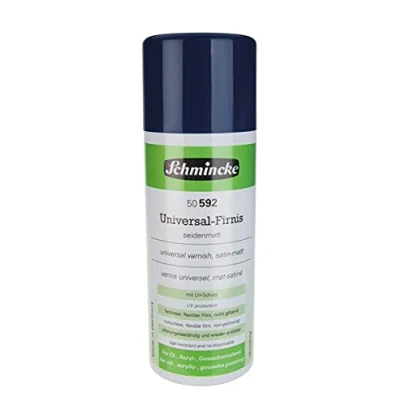 Afbeelding van Schmincke Universele matte gesatineerde lak, spray, 400 ml, 50 592 042, afwerkingslak voor olieverf, acryl en andere laktechnieken, lak op basis van kunsthars