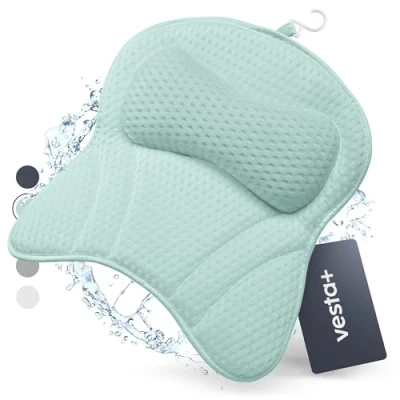 Afbeelding van Vesta+ Badkussen Mint L, Luxe Nekkussen met Zuignappen, Bad Kussen Voor Home Spa, Orthopedisch Hoofd, Nek &amp; Schouders Steun, Nekkussen, Nek, en Bakuip