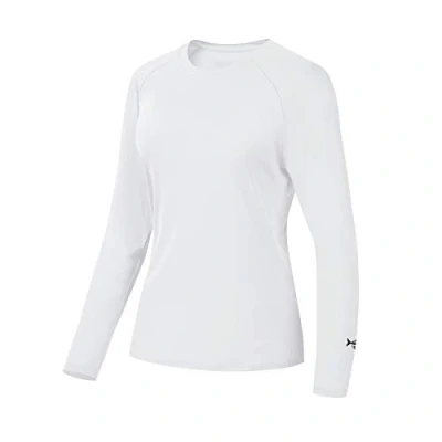 Afbeelding van Bassdash Zonnewerend T shirt voor dames, UPF 50+, lange mouwen, vissen, wandelen, prestaties, Wit.