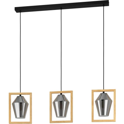 Afbeelding van EGLO Viglioni Hanglamp E27 Hout;Staal;Glas Zwart;Bruin