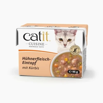 Afbeelding van 12x95g Catit Cuisine stoofschotel kip met pompoen natvoer voor katten