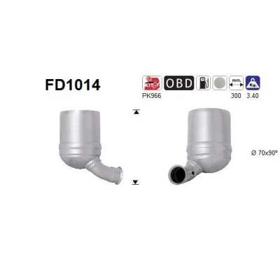 Afbeelding van Roetfilter, uitlaatinstallatie AS FD1014, voor o.a. CITROËN, PEUGEOT, MINI