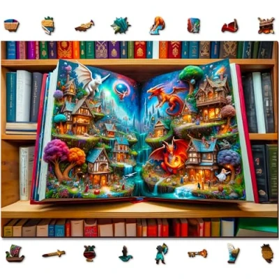 Afbeelding van Wooden.City Enchanted Tales 1000 stukjes houten puzzel voor volwassenen, van stukjes, gemaakt in de EU, afmetingen: 21,25 x 39,4 cm, magische