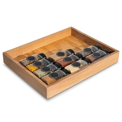 Afbeelding van Creative Deco Houten opbergdoos 36 x 28 5 cm organisatiedoos Beukenhout Dienblad voor snuisterijen, kostbaarheden, kruiden