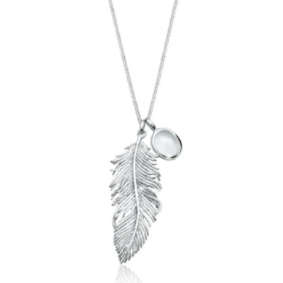 Afbeelding van Elli Feather Ketting, Dames, Maat: 70, Silberfarben weiß