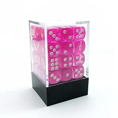 Afbeelding van Bescon 12 mm 6 Sided Dice 36 in Brick Box, Six Die (36) Block of Dice, doorschijnend roze