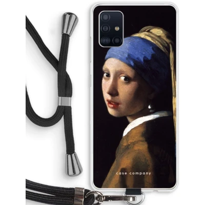 Afbeelding van hoesje met Koord geschikt voor Samsung Galaxy A51 4G The Pearl Earring Telefoonhoesje Zwart Bescherming aan alle Kanten en Over de Schermrand