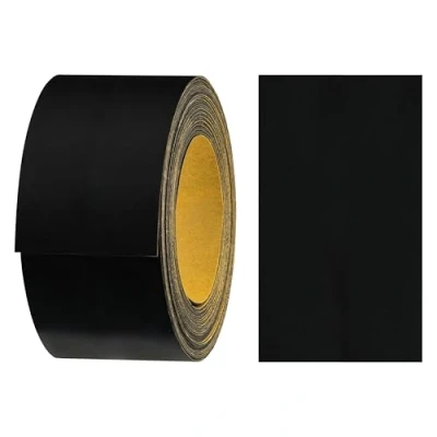Afbeelding van haggiy Melamine kantenband, zelfklevend, 40 mm x 5 m, veilige grip zonder strijken door acryllijm, kantafwerking, fineer voor planken/houten platen (glad zwart)
