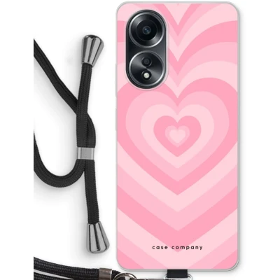Afbeelding van Case Company® hoesje met Koord geschikt voor Oppo A58 4G Hart Roos Telefoonhoesje Zwart Bescherming aan alle Kanten en Over de Schermrand