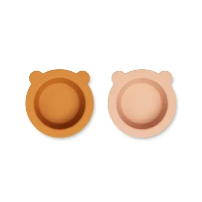 Afbeelding van Liewood Peony Kommen Met Zuignap 2 Pack Mustard / Tuscany Rose Mix