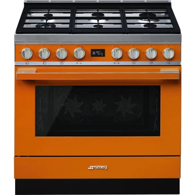 Afbeelding van Smeg Cpf9gpor Fornuis 90 X 60 6 Branders Gas Oven Multifunctie Oranje