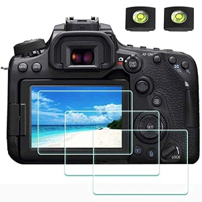 Afbeelding van ULBTER 90D Displaybeschermfolie voor Canon EOS camera en klomphoes, camerabescherming van gehard glas, optisch, 0,3 mm, hardheid 9H, krasbestendig, vuilafstotend, 3 stuks